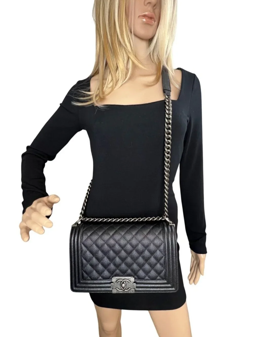 Chanel Caviar Quilted Medium Black Boy Flap Shoulder Bag